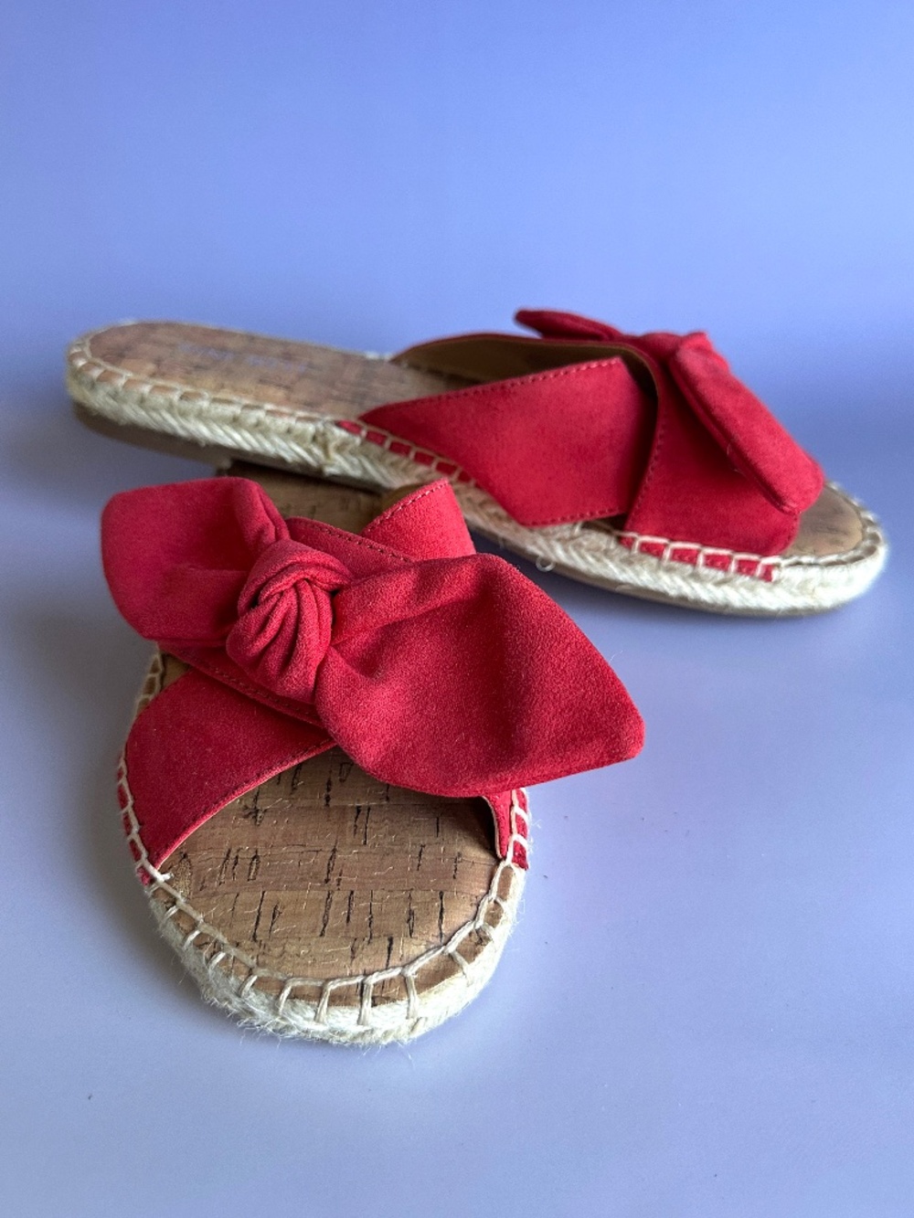 Nine West Bellah Espadrilles Red Bow Women's Slip On Sandals - Size 8.5M